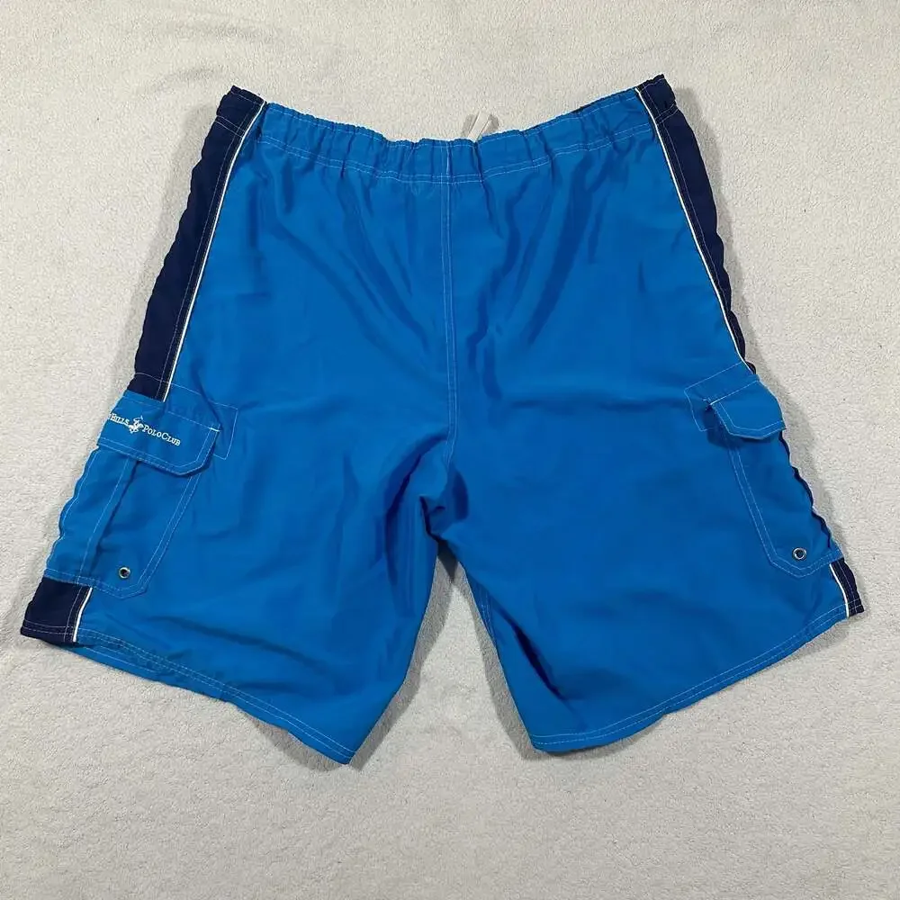 Beverly Hills Polo Club Men's Blue Cargo Swim Trunks Board Shorts XL
